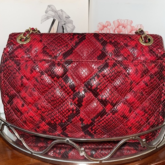 Michael Kors Sloan Quilted Phyton Embossed Leather Large Chain Shoulder Bag - Picture 5 of 13